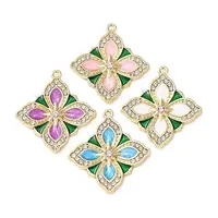 Alloy with Rhinestone and Enamel Pendants