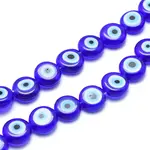 Handmade Evil Eye Lampwork Flat Round Bead Strands