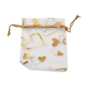 Heart Printed Organza Bags