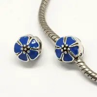 Alloy Enamel Flower Large Hole Style European Beads