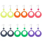 6 Pairs 6 Colors Donut Resin Dangle Earrings with Iron Pins for Women