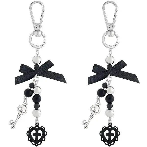 2Pcs Butterfly with Skull & Heart Alloy  Pendant Decorations