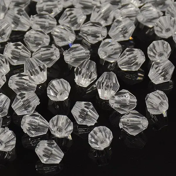 Faceted Bicone Transparent Acrylic Beads