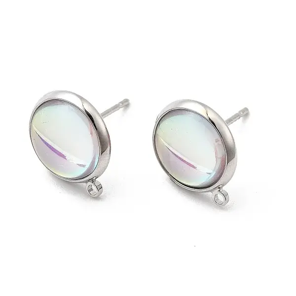 Brass Glass Stud Earrings