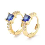 Brass Inlaid Cubic Zirconia Hoop Earrings