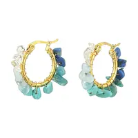 Natural Mixed Stone Chips Hoop Earrings