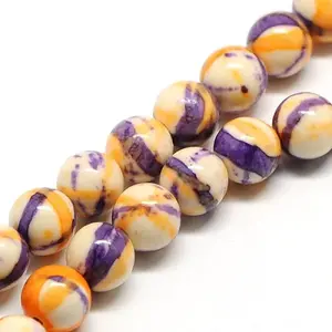 Dyed Round Synthetic Gemstone Ocean White Jade Beads Strands