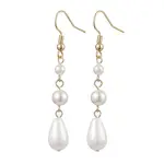 Teardrop Shell Pearl & Brass Dangle Earrings for Women