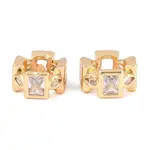 Brass Micro Pave Clear Cubic Zirconia European Beads