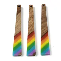 Pride Rainbow Theme Resin & Walnut Wood Pendants