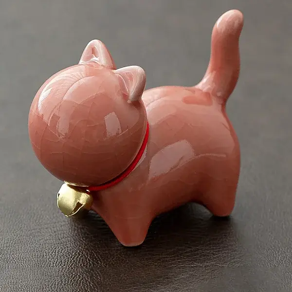 Ceramic Cat Figurines with Bell