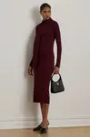 Šaty Lauren Ralph Lauren vínová barva, midi, přiléhavé, 200P03733