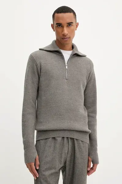 Vlněný svetr BARENA VENEZIA Knitwear Batigia pánský, hnědá barva, KNU5289.305