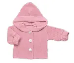 Baby Nellys Pletený svetřík s kapucí a knoflíčky Made with Love, růžový, vel. 68/74