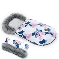 Mamo Tato Zimní fusak Lux s kožešinkou + rukávník, 50 x 100cm - šedá, granát