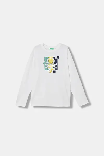 Dětské bavlněné tričko s dlouhým rukávem United Colors of Benetton