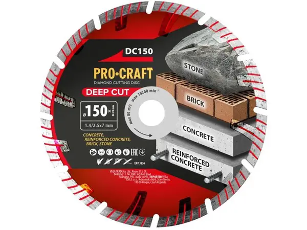 Kotouč řezný diamantový 150mm PROCRAFT DC150 Deep Cut