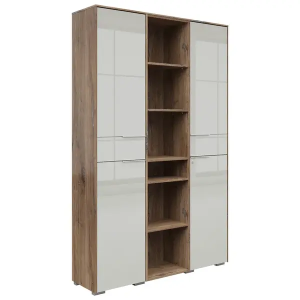 Voleo SKŘÍŇ NA ŠANONY, světle šedá, tmavý dub, 122/199/37 cm