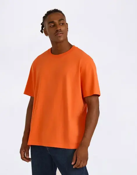 Tričko Organic Basics True Heavy Boxy Fit Tee Tangerine
