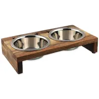 Misky Magic Cat nerez s dřevěným stojánkem 2x400ml