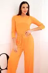Kesi Włoski Dámsky viskózový komplet s blúzkou a širokými nohavicami pomarančový