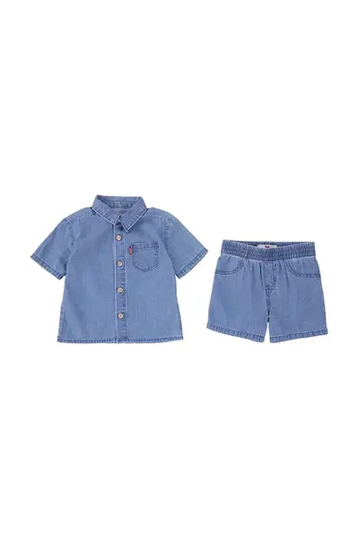 Dětská bavlněná souprava Levi's WESTERN LT WT DENIM SHORT