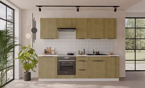 Kuchyňská linka 260 cm Cremona 2 - Bílá + Dub cremona