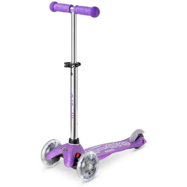 Micro MINI DELUXE GLITTER LED Dětská koloběžka, fialová, velikost