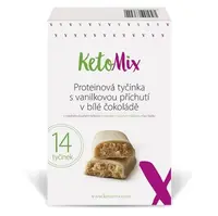 KETOMIX Proteinová tyčinka s vanilkovou příchutí v bílé čokoládě 14 kusů