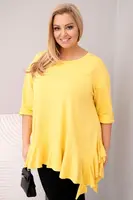 Plus size halenka s volány žlutá