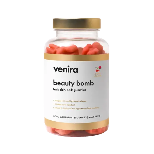 VENIRA beauty bomb - medvídci pro vlasy, nehty a pleť třešňové lízátko 60 ks