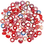 90Pcs 15 Styles Red Series Transparent Resin European Beads