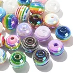 30Pcs Electroplated Opaque Stripe Resin European Beads