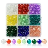 180Pcs 9 Colors Spray Painted Crackle Glass Beads Set