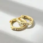 Brass Micro Pave Clear Cubic Zirconia Hoop Earrings