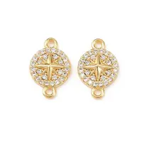 Brass Micro Pave Clear Cubic Zirconia Connector Charms