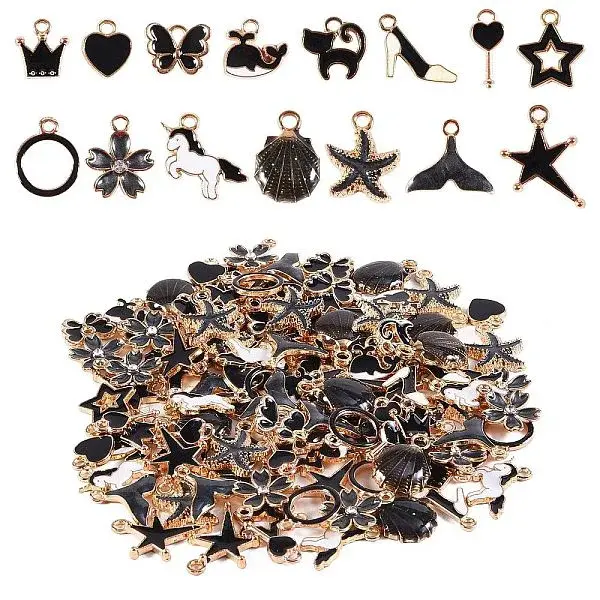 140Pcs 14 Styles Alloy Pendants