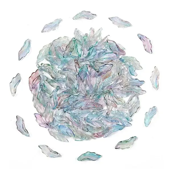 100Pcs Baking Painted Transparent Glass Pendants