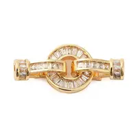 Brass Pave Clear Glass Fold Over Clasps