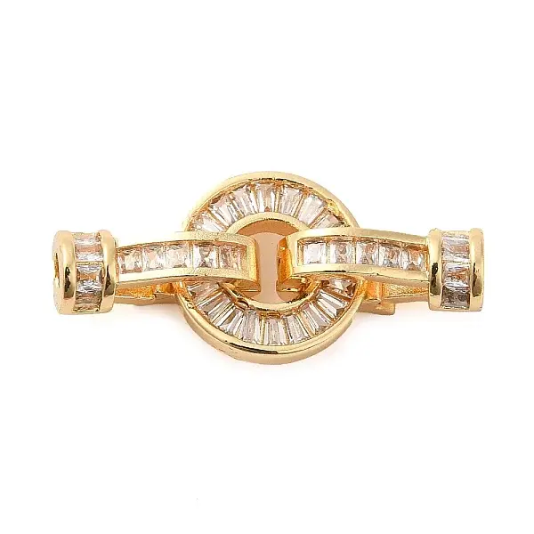 Brass Pave Clear Glass Fold Over Clasps