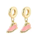 Brass Micro Pave Clear Cubic Zirconia and Enamel European Dangle Charms