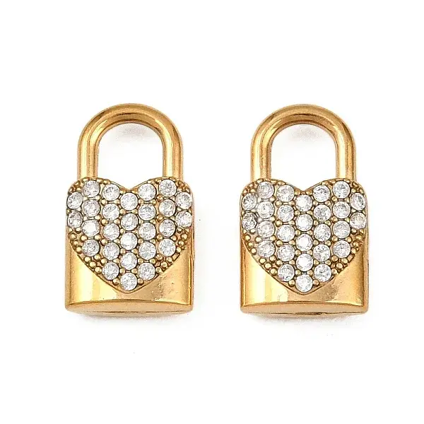 304 Stainless Steel Micro Pave Cubic Zirconia Pendants
