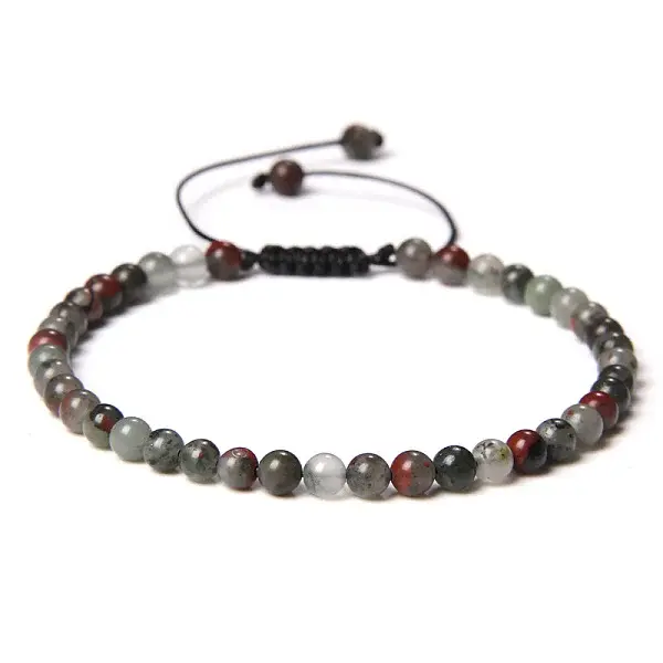 Adjustable Women's Bloodstone Beaded Bracelet