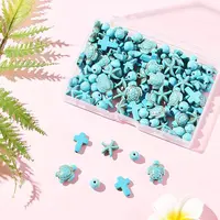 130Pcs 5 Styles Synthetic Turquoise Beads