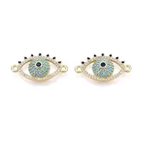 Brass Micro Pave Sky Blue Cubic Zirconia Connector Charms