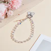 1 Set Transparent Glass Cube Mobile Straps for Women