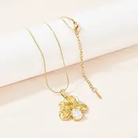 304 Stainless Steel Pave Clear Cubic Zirconia Flower Pendant Necklaces