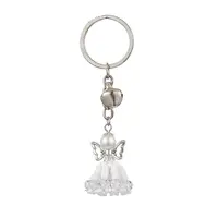 Glass Seed & Plastic Pearl & Alloy Keychain
