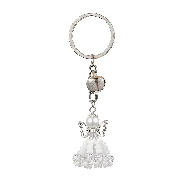 Glass Seed & Plastic Pearl & Alloy Keychain