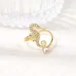 304 Stainless Steel Micro Pave Cubic Zirconia Cuff Open Rings